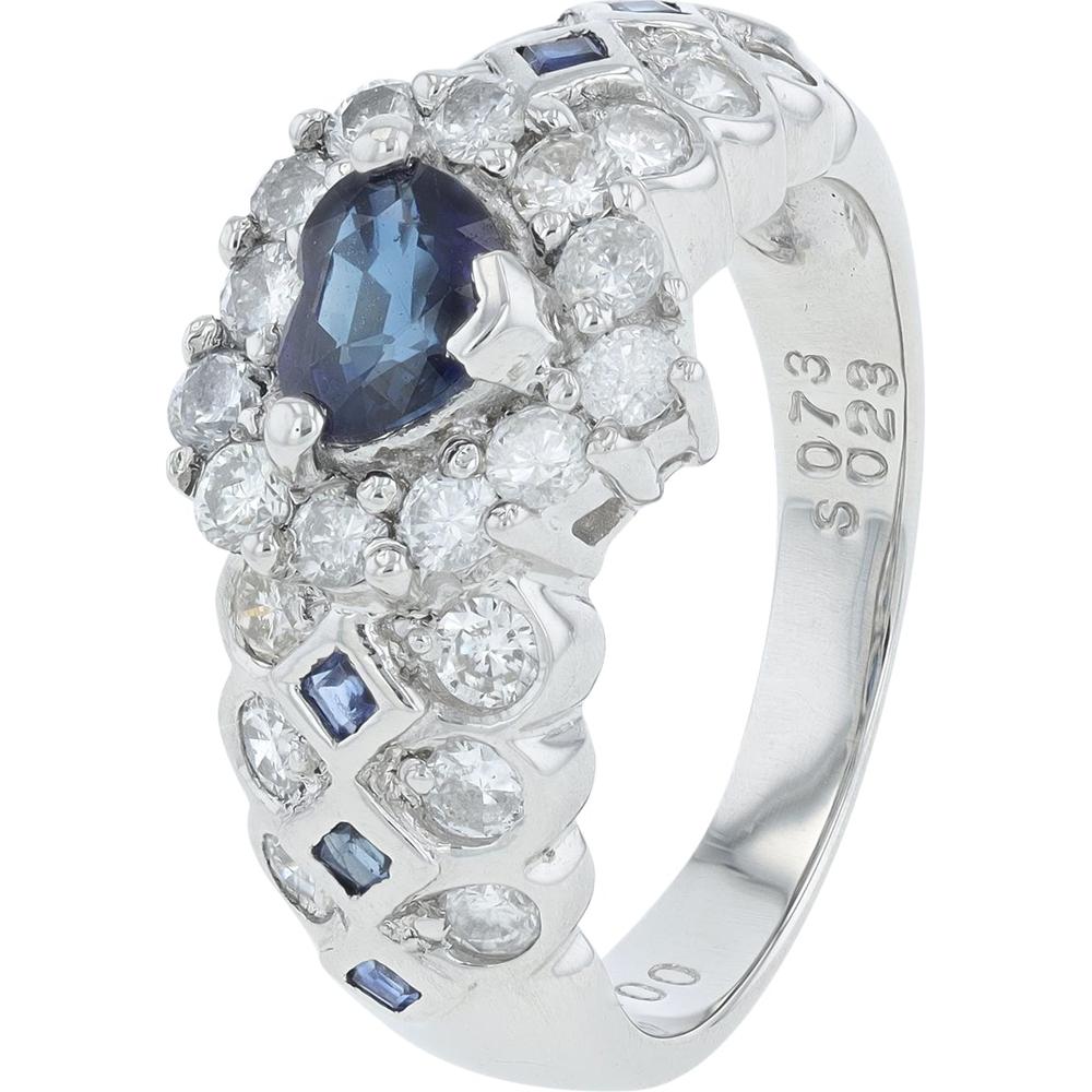 Platinum Heart-Shaped Sapphire and Diamond Halo Ring - 0.96 Carat Sapphire, 1.00 Carat Total Diamond Weight