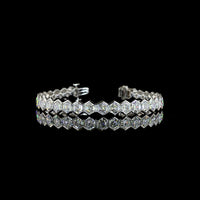Platinum Hexagon Cut Lab Diamond Tennis Bracelet - 31 Stones, 23.06 Carat Total Weight, Half Bezel Set E-F VS Diamonds - Covaloro Fine Jewelry