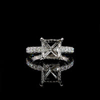 Platinum Hidden Halo Engagement Ring with 3.63 Carat Princess Cut D VVS2 Lab Diamond and 1.65 Carat Accent Diamonds - 5.28 Carat Total Weight - Covaloro Fine Jewelry
