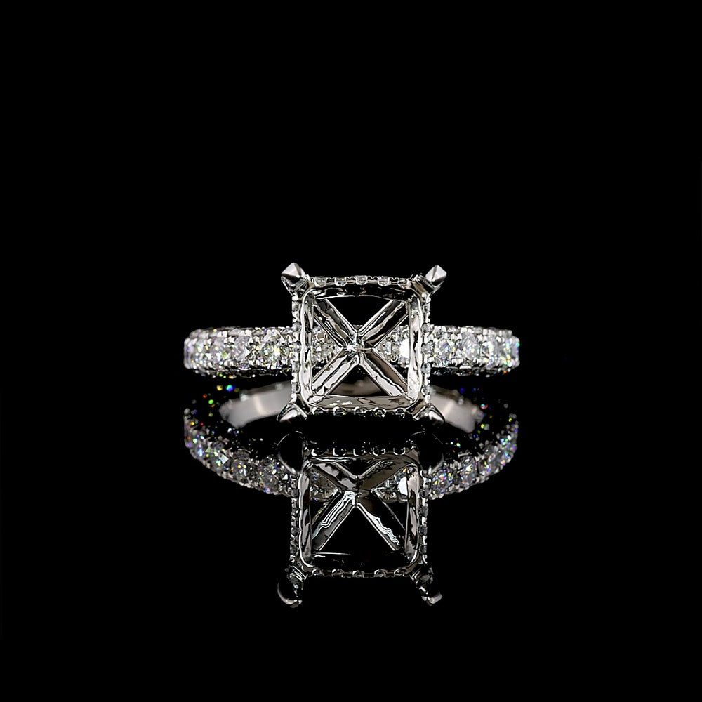 Platinum Hidden Halo Engagement Ring with 3.63 Carat Princess Cut D VVS2 Lab Diamond and 1.65 Carat Accent Diamonds - 5.28 Carat Total Weight - Covaloro Fine Jewelry