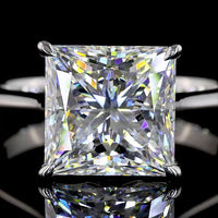 Platinum Hidden Halo Ring with 4.28 Carat Princess Cut Lab Diamond and 0.08 Carat Brilliant Cut Diamond Accents - 4.36 Total Carat Weight - Covaloro Fine Jewelry