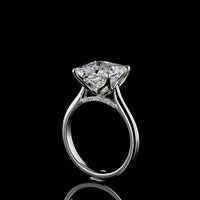 Platinum Hidden Halo Ring with 4.28 Carat Princess Cut Lab Diamond and 0.08 Carat Brilliant Cut Diamond Accents - 4.36 Total Carat Weight - Covaloro Fine Jewelry