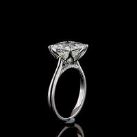 Platinum Hidden Halo Ring with 4.28 Carat Princess Cut Lab Diamond and 0.08 Carat Brilliant Cut Diamond Accents - 4.36 Total Carat Weight - Covaloro Fine Jewelry