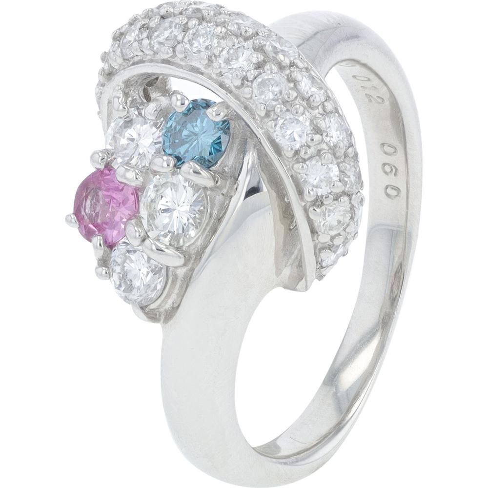 Platinum Knot Ring with 0.13 Carat Pink Sapphire and 0.70 Carat Total Diamond Weight