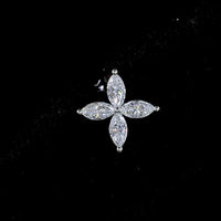 Platinum Marquise Cut Lab Diamond Floral Stud Earrings - 0.54 Carat Total Weight, E-F Color VS1 Clarity, Inclined Prong Setting - Covaloro Fine Jewelry