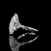 Platinum Marquise Cut Lab Diamond Ring with North-South Prong Setting and Side Stones - 4.81 Carats Total Diamond Weight - Covaloro Fine Jewelry