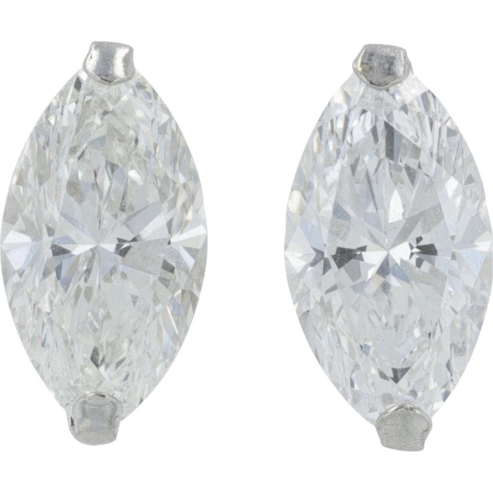 Platinum Marquise Cut Lab Grown Diamond Stud Earrings - 1.40 Carat Total Diamond Weight