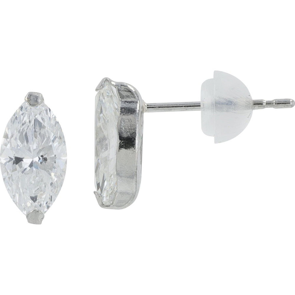 Platinum Marquise Cut Lab Grown Diamond Stud Earrings - 1.40 Carat Total Diamond Weight