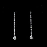 Platinum Mixed Shape Hanging Drop Earrings with Pear, Baguette, and Round Lab Diamonds - 5.06 Carats Total Diamond Weight - Covaloro Fine Jewelry