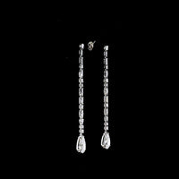 Platinum Mixed Shape Hanging Drop Earrings with Pear, Baguette, and Round Lab Diamonds - 5.06 Carats Total Diamond Weight - Covaloro Fine Jewelry