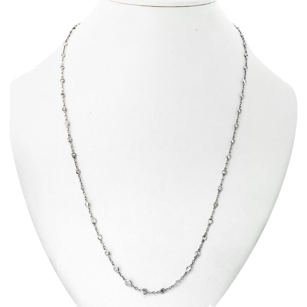 Platinum Necklace with 6.75 Carats Diamond Station Design