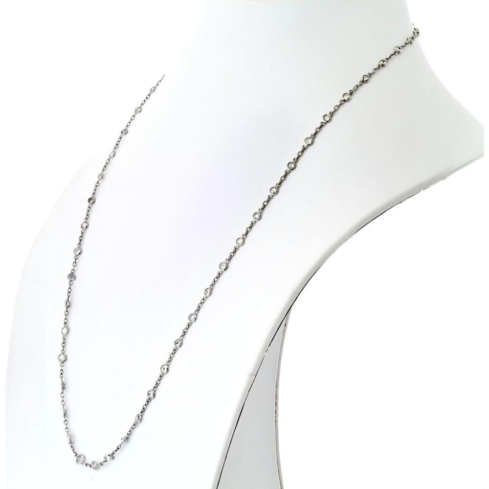 Platinum Necklace with 6.75 Carats Diamond Station Design