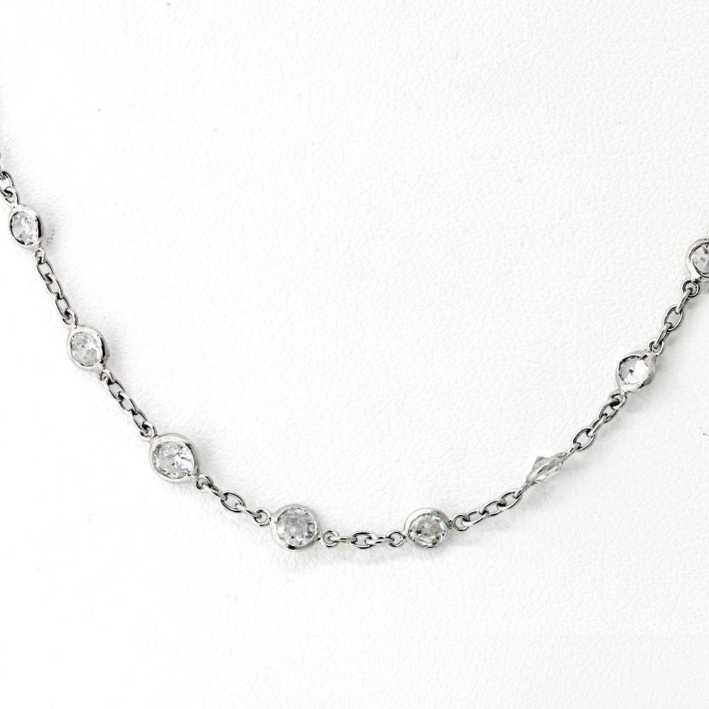 Platinum Necklace with 6.75 Carats Diamond Station Design