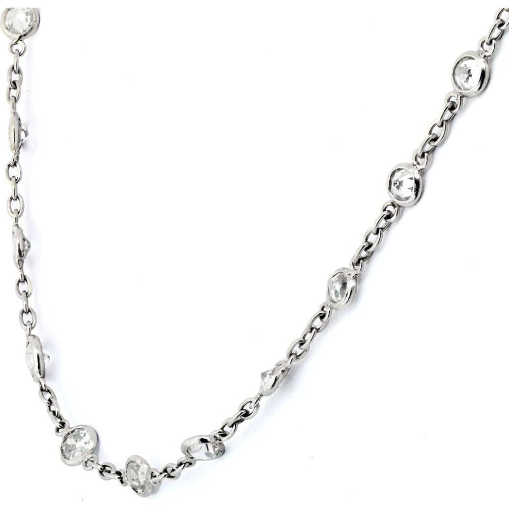 Platinum Necklace with 6.75 Carats Diamond Station Design