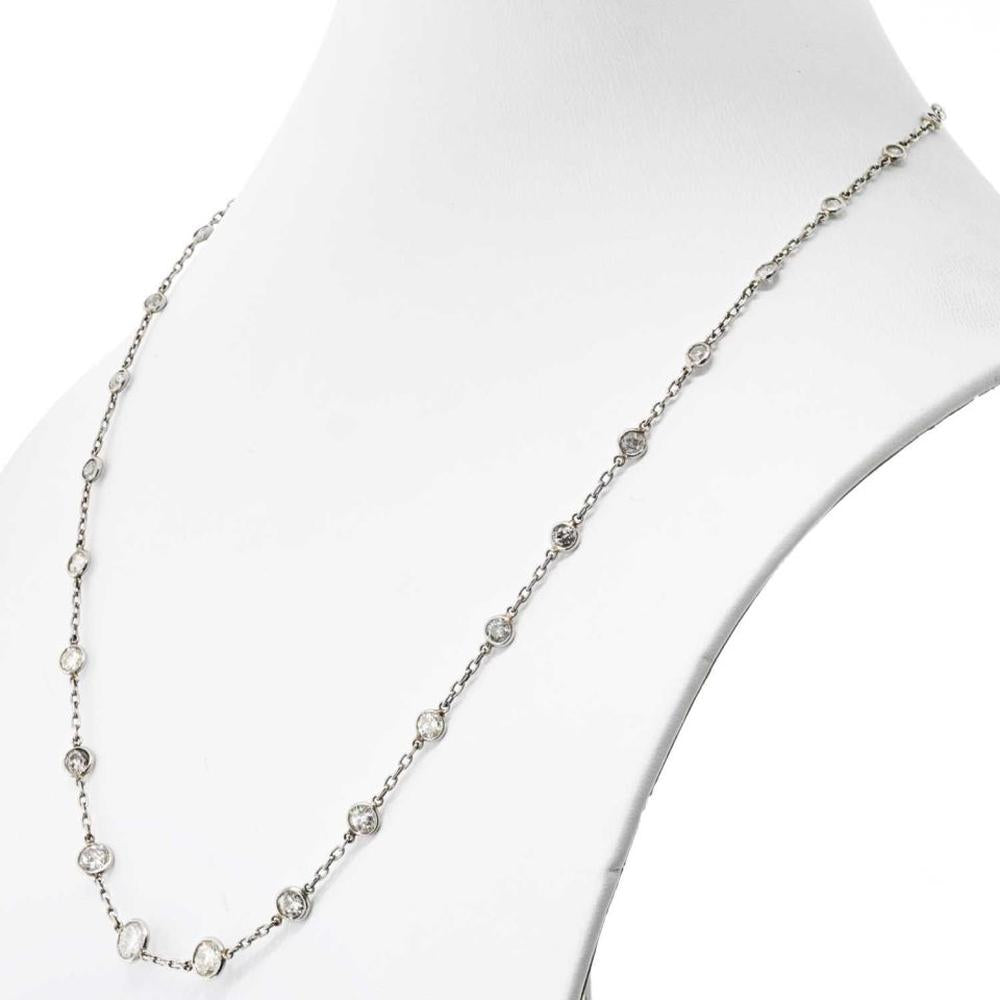Platinum Necklace with Bezel Set Round Diamonds - 9.0 Carats Total Diamond Weight