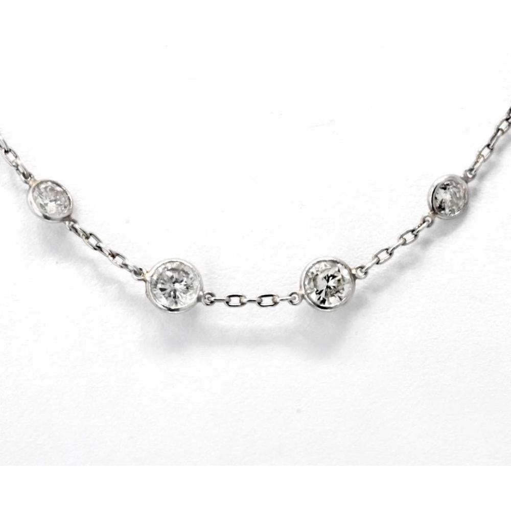 Platinum Necklace with Bezel Set Round Diamonds - 9.0 Carats Total Diamond Weight