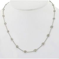 Platinum Necklace with Bezel-Set Round Diamonds - 9.6 Carats Total Diamond Weight