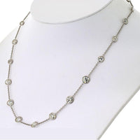 Platinum Necklace with Bezel-Set Round Diamonds - 9.6 Carats Total Diamond Weight