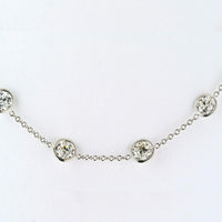 Platinum Necklace with Bezel-Set Round Diamonds - 9.6 Carats Total Diamond Weight