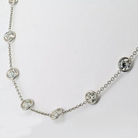 Platinum Necklace with Bezel-Set Round Diamonds - 9.6 Carats Total Diamond Weight