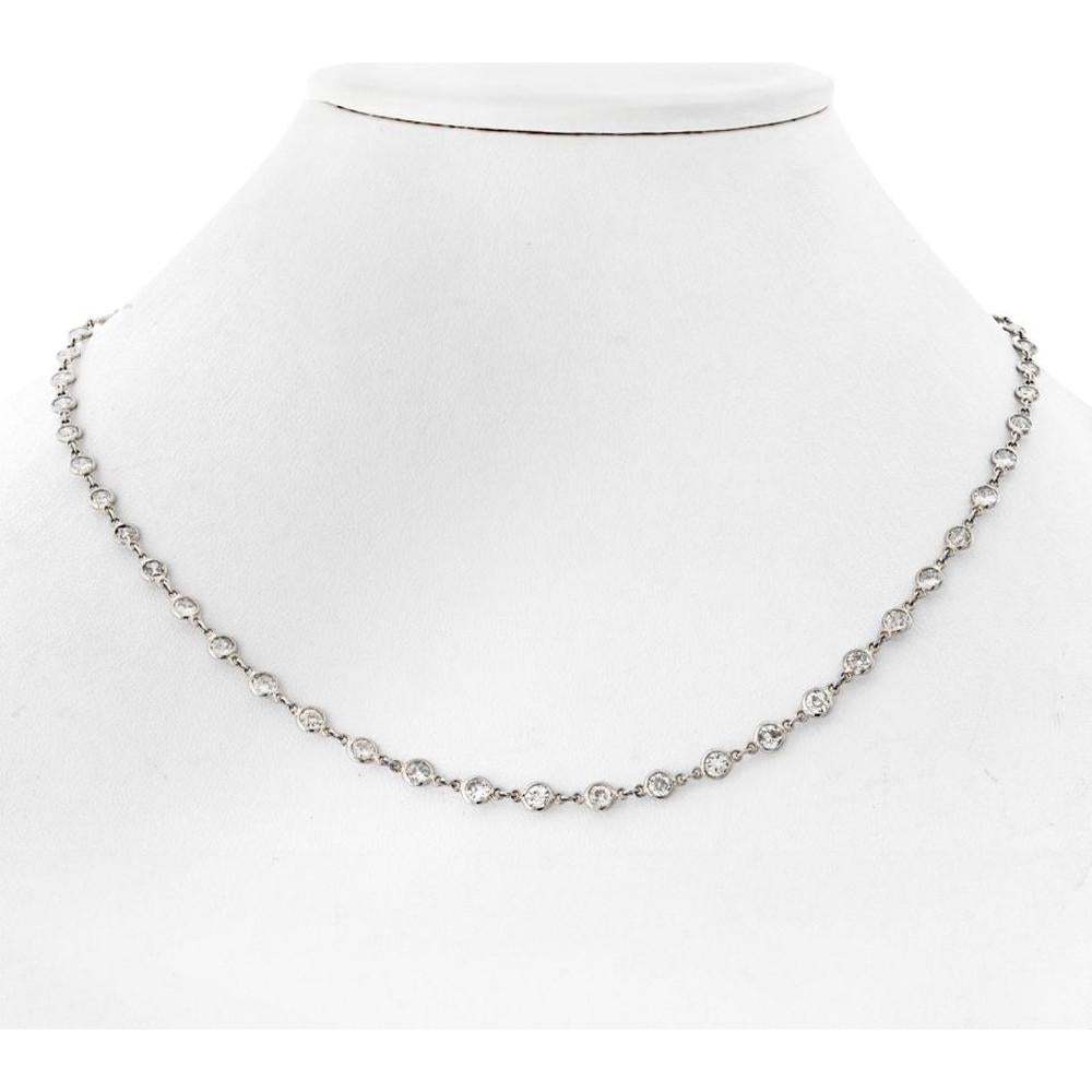 Platinum Necklace with Round Brilliant Cut Diamonds - 7.35 Carats Total Diamond Weight