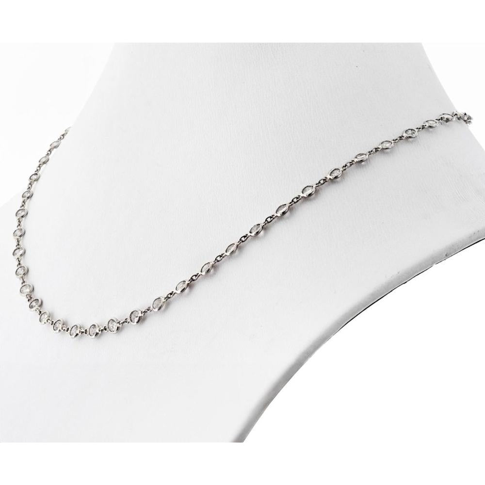 Platinum Necklace with Round Brilliant Cut Diamonds - 7.35 Carats Total Diamond Weight