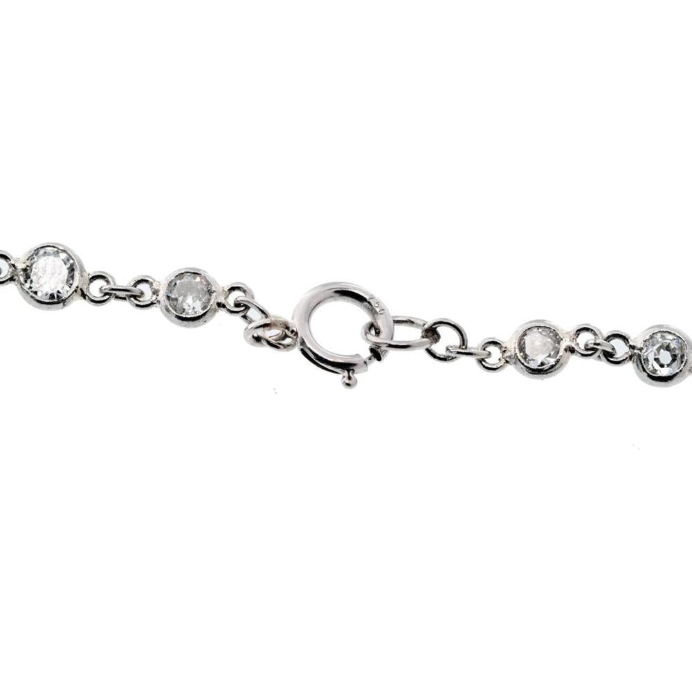 Platinum Necklace with Round Brilliant Cut Diamonds - 7.35 Carats Total Diamond Weight