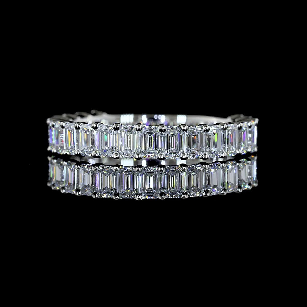 Platinum North-South 3/4 Eternity Band with 21 Emerald Cut Lab Diamonds - 1.49 Carats Total Weight, E-F Color, VS1 Clarity - Covaloro Fine Jewelry