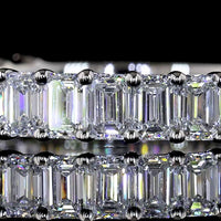 Platinum North-South 3/4 Eternity Band with 21 Emerald Cut Lab Diamonds - 1.49 Carats Total Weight, E-F Color, VS1 Clarity - Covaloro Fine Jewelry