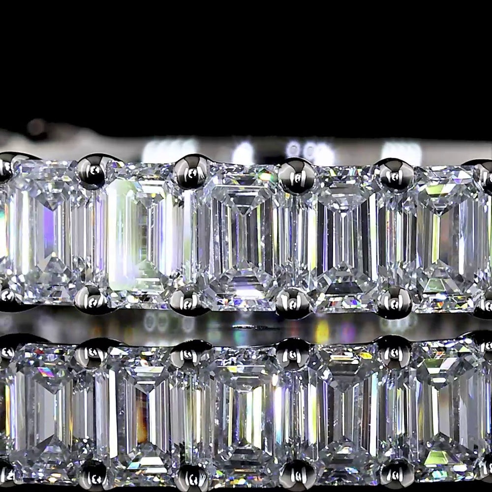 Platinum North-South 3/4 Eternity Band with 21 Emerald Cut Lab Diamonds - 1.49 Carats Total Weight, E-F Color, VS1 Clarity - Covaloro Fine Jewelry