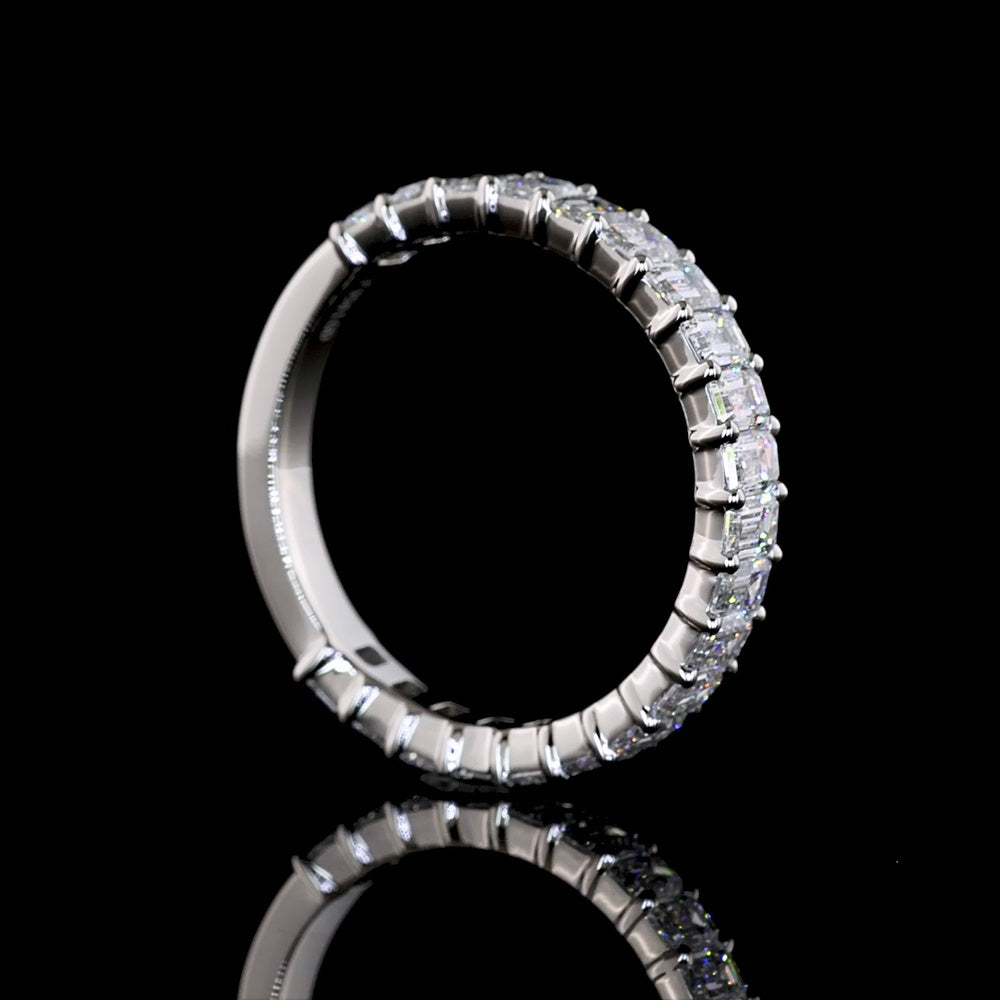 Platinum North-South 3/4 Eternity Band with 21 Emerald Cut Lab Diamonds - 1.49 Carats Total Weight, E-F Color, VS1 Clarity - Covaloro Fine Jewelry