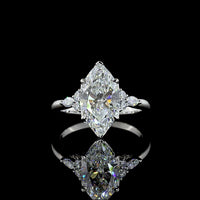Platinum North-South Marquise Cut Lab Diamond Ring with Marquise and Round Accent Stones - 3.22 Carat Center, 6.94 Carat Total Diamond Weight - Covaloro Fine Jewelry