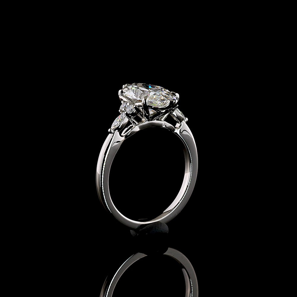 Platinum North-South Marquise Cut Lab Diamond Ring with Marquise and Round Accent Stones - 3.22 Carat Center, 6.94 Carat Total Diamond Weight - Covaloro Fine Jewelry