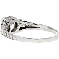 Platinum Old European Cut Diamond Engagement Ring with Additional Old Cut Diamonds - 1.13 Carat Center, 0.15 Carat Total Weight Additional