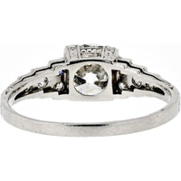 Platinum Old European Cut Diamond Engagement Ring with Additional Old Cut Diamonds - 1.13 Carat Center, 0.15 Carat Total Weight Additional