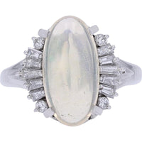Platinum Opal Ring with 0.52 Carats Total Diamond Weight and 3.44 Carats Opal