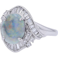 Platinum Opal Ring with 0.58 Carats of Diamond Accents - 1.73 Carat Total Opal Weight