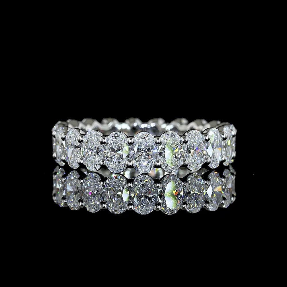 Platinum Oval Cut Lab Diamond Eternity Band - 21 Stones, 3.51 Carat Total Weight, E-F Color VS Clarity - Covaloro Fine Jewelry