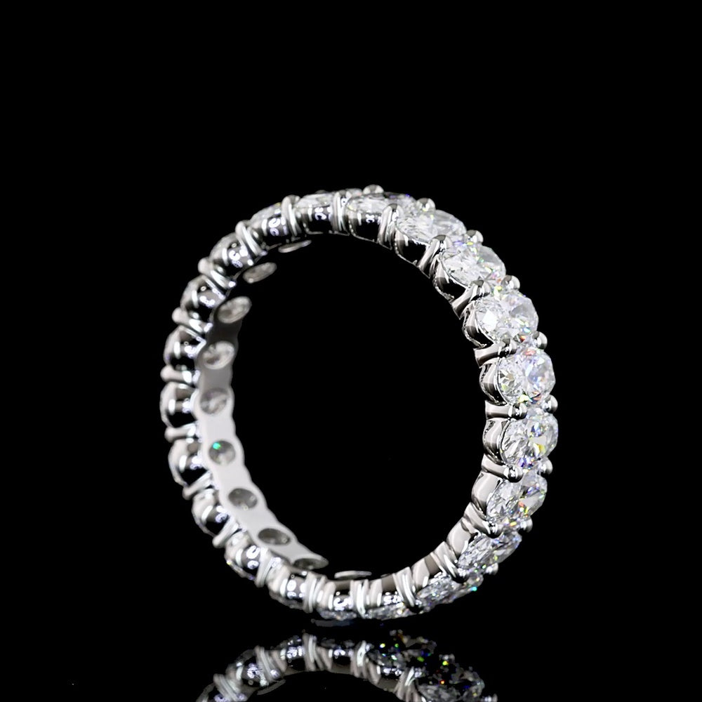 Platinum Oval Cut Lab Diamond Eternity Band - 21 Stones, 3.51 Carat Total Weight, E-F Color VS Clarity - Covaloro Fine Jewelry
