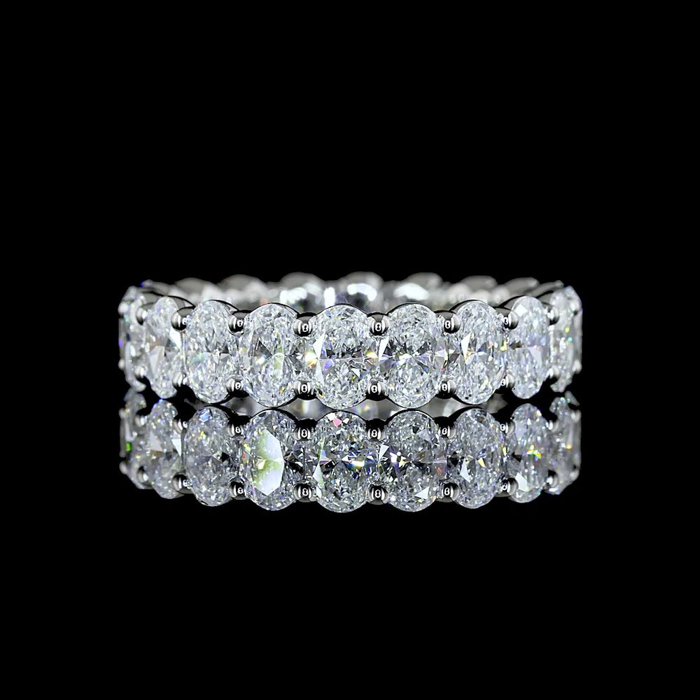 Platinum Oval Cut Lab Diamond Eternity Band - 5.94 Carat Total Weight, 40 Stones E-F VS - Covaloro Fine Jewelry