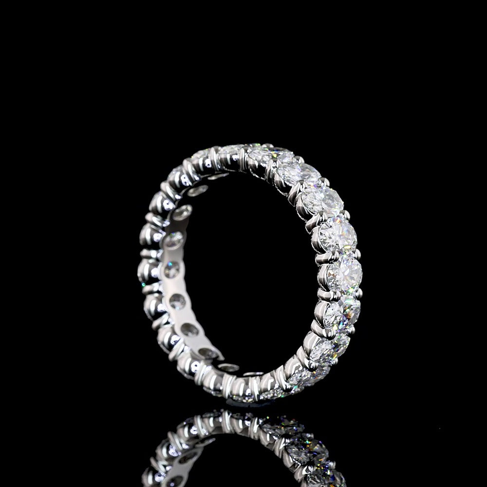Platinum Oval Cut Lab Diamond Eternity Band - 5.94 Carat Total Weight, 40 Stones E-F VS - Covaloro Fine Jewelry