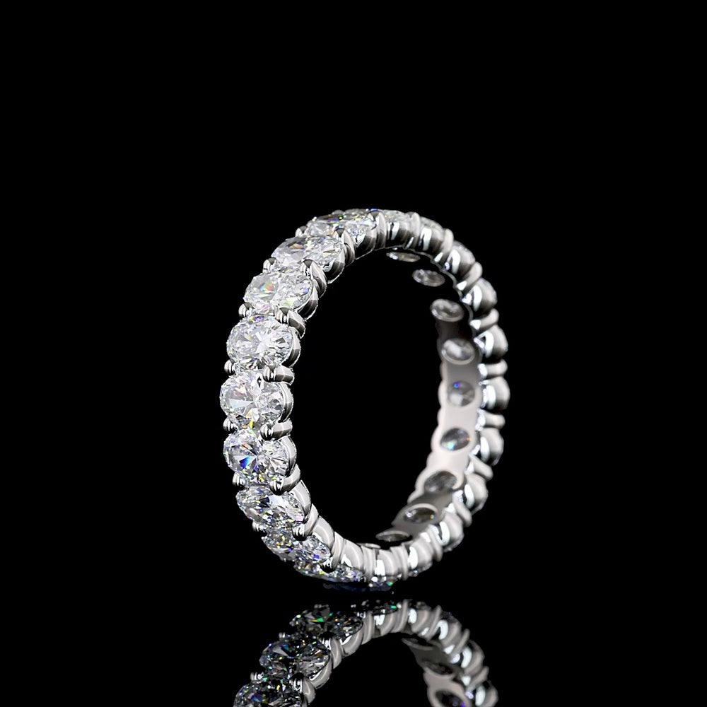 Platinum Oval Cut Lab Diamond Eternity Band - 5.94 Carat Total Weight, 40 Stones E-F VS - Covaloro Fine Jewelry