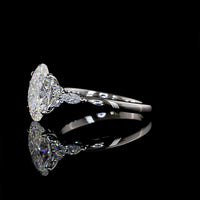 Platinum Oval Cut Lab Diamond Ring with Marquise and Round Accent Stones - 2.81 Carat Total Diamond Weight - Covaloro Fine Jewelry