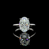 Platinum Oval Cut Solitaire Engagement Ring with 3.56 Carat E-F Color VVS2 Clarity Lab Diamond - IGI Certified - Covaloro Fine Jewelry