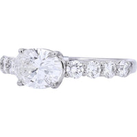 Platinum Oval Diamond Engagement Ring - 1.53 Carat Total Diamond Weight