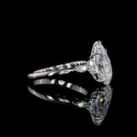 Platinum Pear-Shape Lab Diamond Ring with Marquise and Round Accents - 3.46 Carat Total Weight (F-VS1) - Covaloro Fine Jewelry