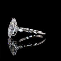 Platinum Pear-Shape Lab Diamond Ring with Marquise and Round Accents - 3.46 Carat Total Weight (F-VS1) - Covaloro Fine Jewelry
