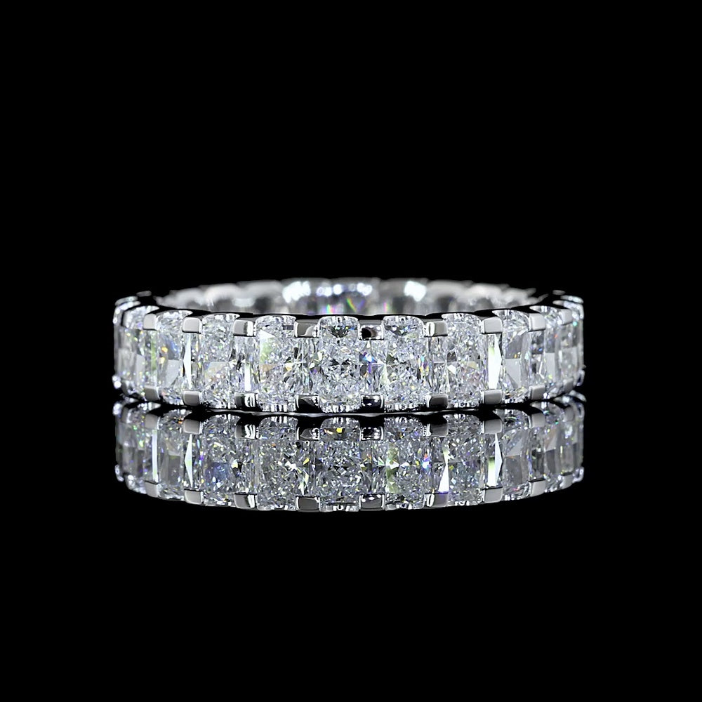 Platinum Radiant Cut Lab Diamond Eternity Band - 2.57 Carat Total Weight, U-Prong Setting, E-F VS1 Clarity - Covaloro Fine Jewelry
