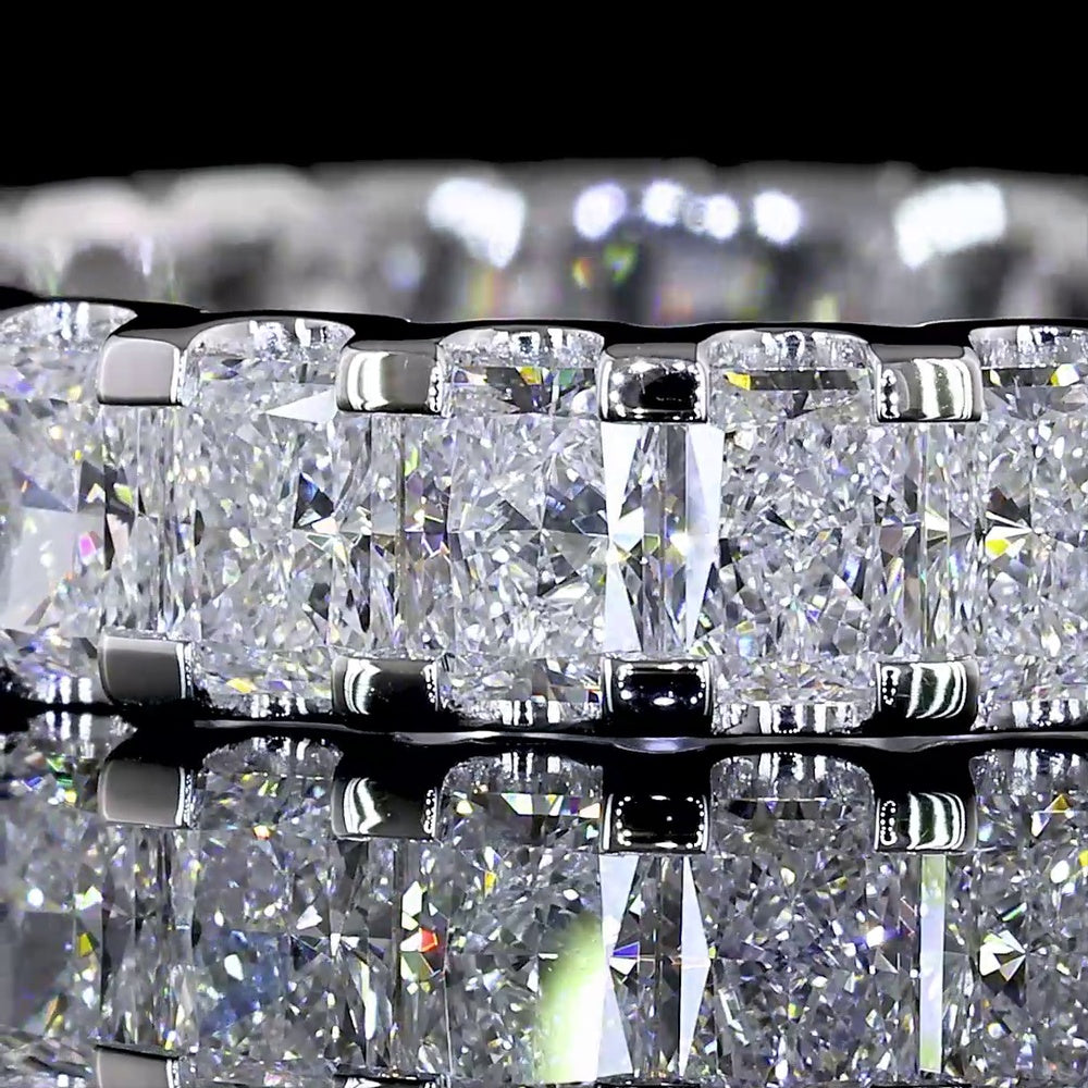 Platinum Radiant Cut Lab Diamond Eternity Band - 2.57 Carat Total Weight, U-Prong Setting, E-F VS1 Clarity - Covaloro Fine Jewelry