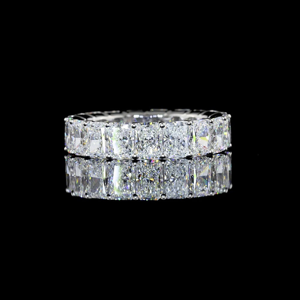 Platinum Radiant Cut Lab Diamond Eternity Band with Prong Set E-F VS Diamonds - 5.91 Carat Total Diamond Weight - Covaloro Fine Jewelry